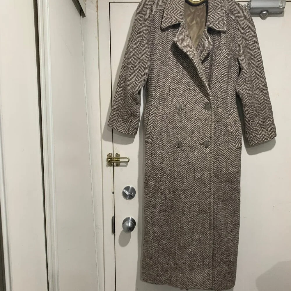 VINTAGE RAFFINATI TWEED DOUBLE BREAST TRENCH COATS SIZE M/L - Picture 5 of 11